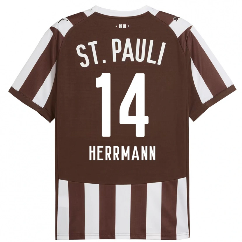 Danxen Kinderen Mats Herrmann #14 Koffie Wit Thuisshirt Thuistenue 2025/26 T-Shirt