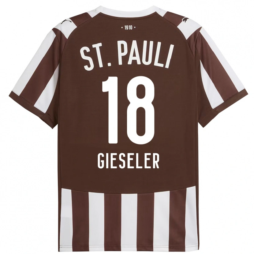 Danxen Kinderen Madeline Gieseler #18 Koffie Wit Thuisshirt Thuistenue 2025/26 T-Shirt