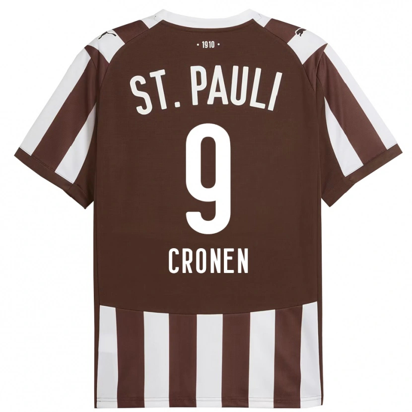 Danxen Kinderen Florian Cronen #9 Koffie Wit Thuisshirt Thuistenue 2025/26 T-Shirt