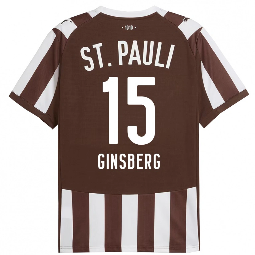 Danxen Kinderen Pauline Ginsberg #15 Koffie Wit Thuisshirt Thuistenue 2025/26 T-Shirt