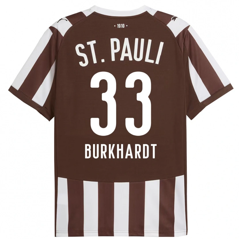 Danxen Kinderen Jannik Burkhardt #33 Koffie Wit Thuisshirt Thuistenue 2025/26 T-Shirt