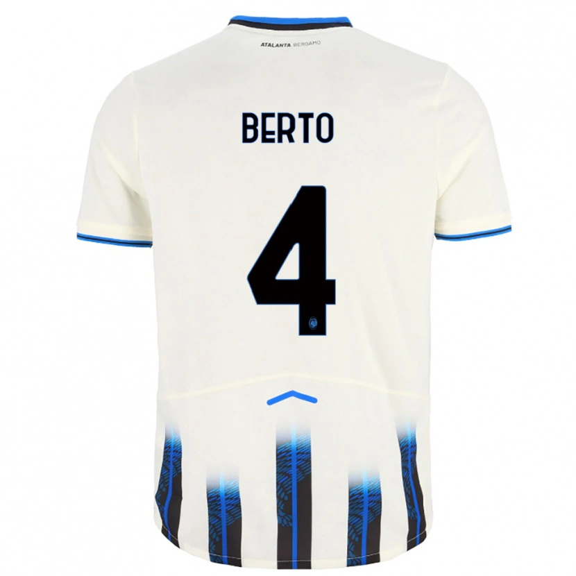 Danxen Kinderen Gabriele Berto #4 Wit Blauw Uitshirt Uittenue 2025/26 T-Shirt