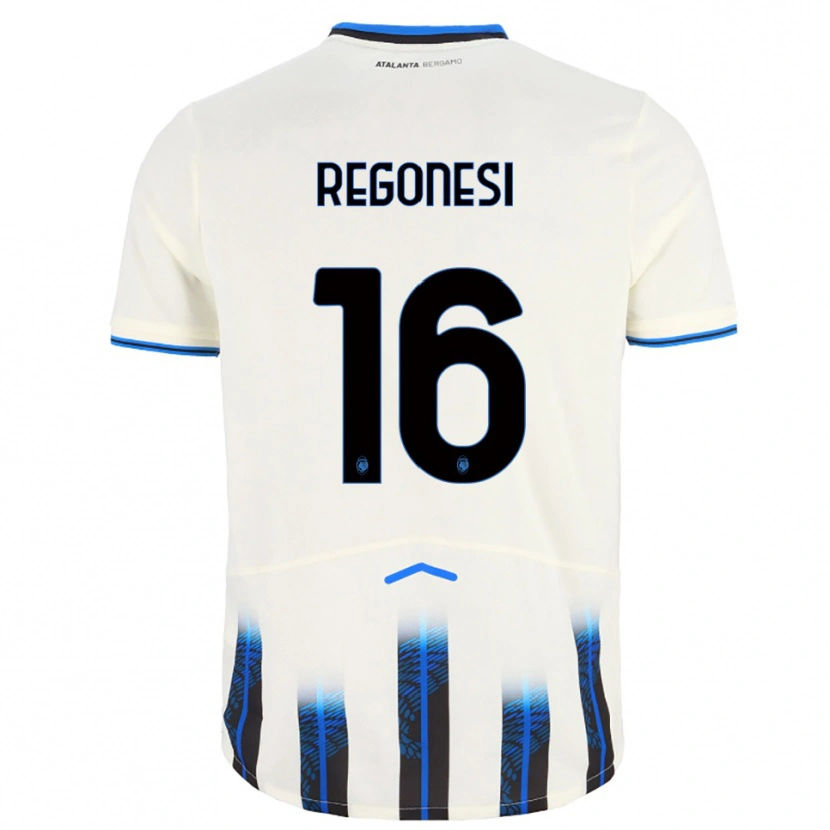 Danxen Kinderen Nicolò Regonesi #16 Wit Blauw Uitshirt Uittenue 2025/26 T-Shirt