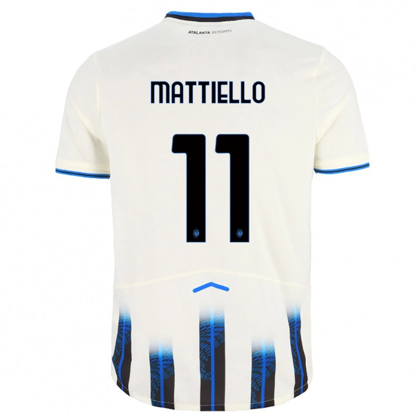 Danxen Kinderen Federico Mattiello #11 Wit Blauw Uitshirt Uittenue 2025/26 T-Shirt