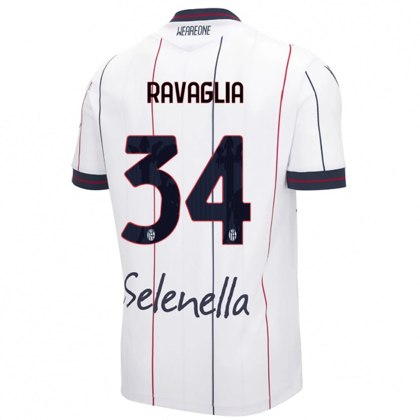 Danxen Kinderen Federico Ravaglia #34 Wit Koningsblauw Uitshirt Uittenue 2025/26 T-Shirt