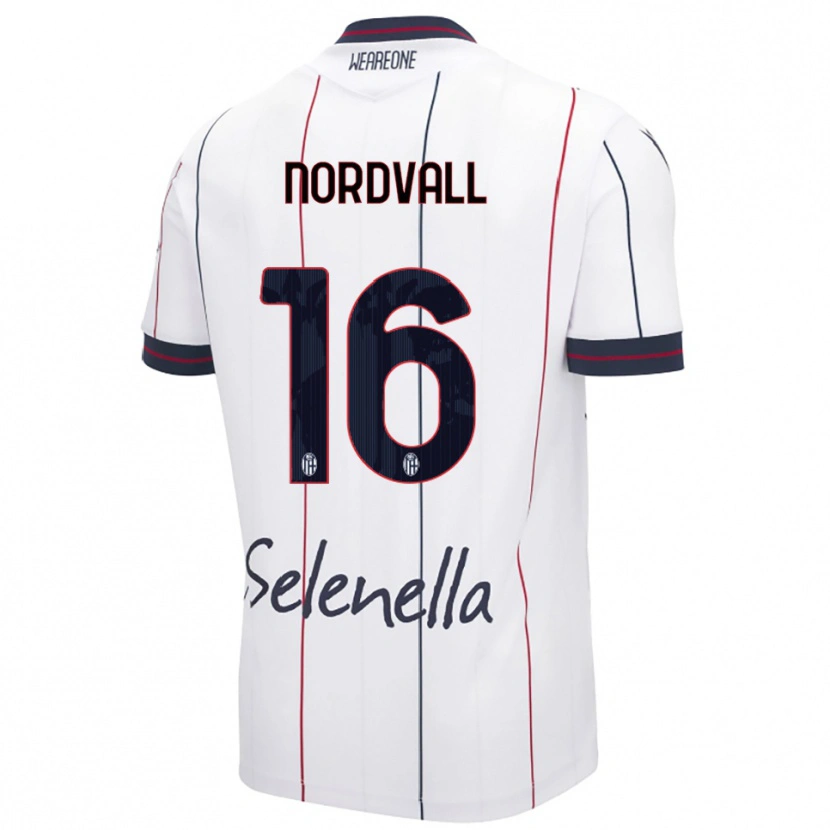 Danxen Kinderen Ossian Nordvall #16 Wit Koningsblauw Uitshirt Uittenue 2025/26 T-Shirt