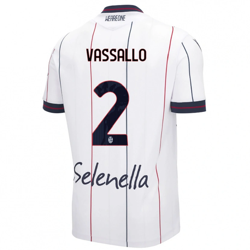 Danxen Kinderen Giacomo Vassallo #2 Wit Koningsblauw Uitshirt Uittenue 2025/26 T-Shirt