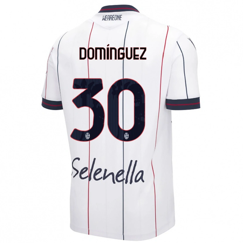 Danxen Kinderen Benja Domínguez #30 Wit Koningsblauw Uitshirt Uittenue 2025/26 T-Shirt