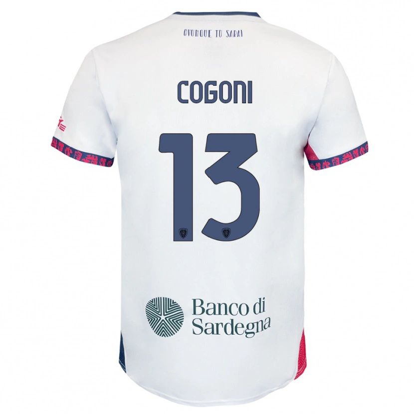 Danxen Kinderen Andrea Cogoni #13 Wit Marineblauw Rood Uitshirt Uittenue 2025/26 T-Shirt