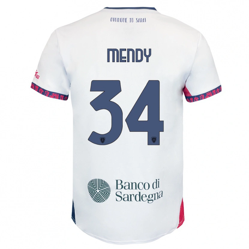Danxen Kinderen Paul Mendy #34 Wit Marineblauw Rood Uitshirt Uittenue 2025/26 T-Shirt