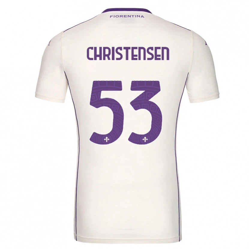 Danxen Kinderen Oliver Christensen #53 Wit Paars Rood Uitshirt Uittenue 2025/26 T-Shirt