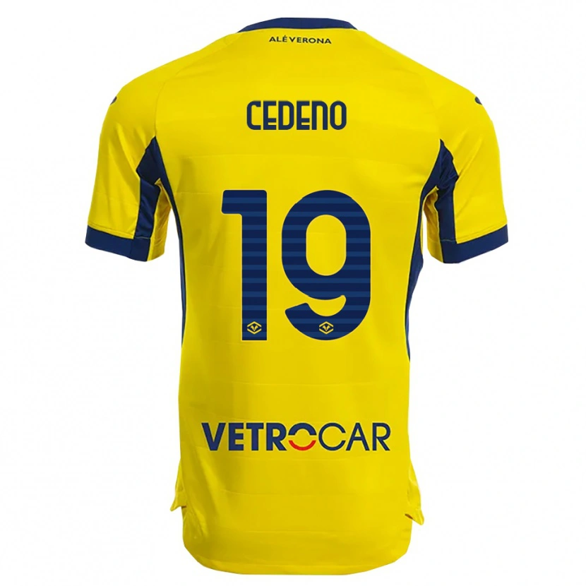 Danxen Kinderen Lineth Cedeno #19 Geel Marineblauw Uitshirt Uittenue 2025/26 T-Shirt