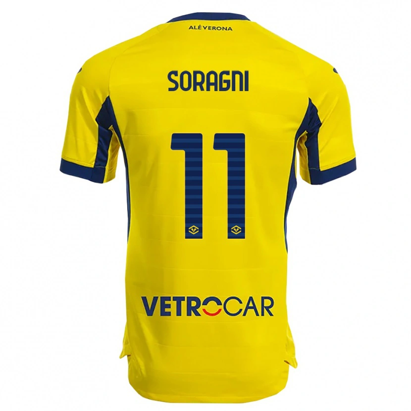 Danxen Kinderen Alberto Soragni #11 Geel Marineblauw Uitshirt Uittenue 2025/26 T-Shirt