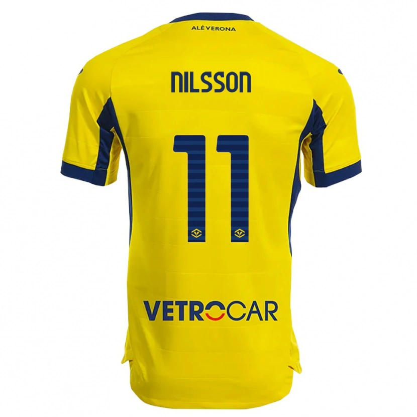 Danxen Kinderen Sara Nilsson #11 Geel Marineblauw Uitshirt Uittenue 2025/26 T-Shirt