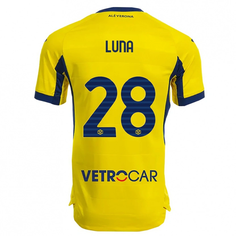 Danxen Kinderen Agustín Luna #28 Geel Marineblauw Uitshirt Uittenue 2025/26 T-Shirt