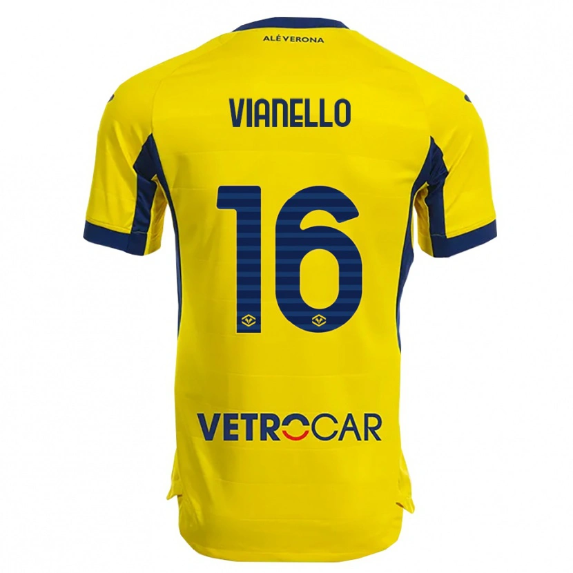 Danxen Kinderen Diego Vianello #16 Geel Marineblauw Uitshirt Uittenue 2025/26 T-Shirt