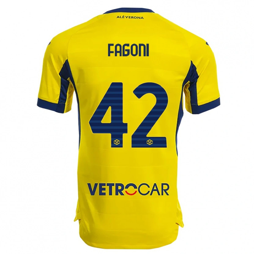 Danxen Kinderen Marco Fagoni #42 Geel Marineblauw Uitshirt Uittenue 2025/26 T-Shirt