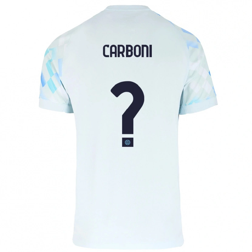 Danxen Kinderen Cristiano Carboni #0 Wit Blauw Uitshirt Uittenue 2025/26 T-Shirt