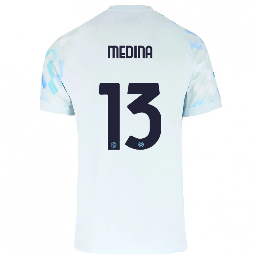 Danxen Kinderen Alessio Medina #13 Wit Blauw Uitshirt Uittenue 2025/26 T-Shirt