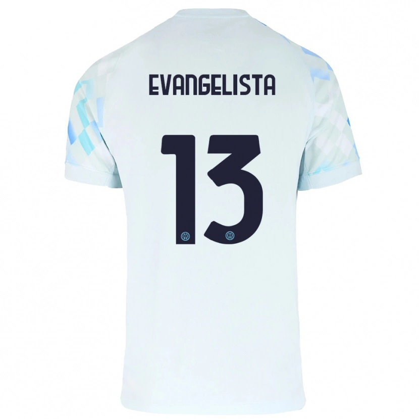Danxen Kinderen Edoardo Evangelista #13 Wit Blauw Uitshirt Uittenue 2025/26 T-Shirt