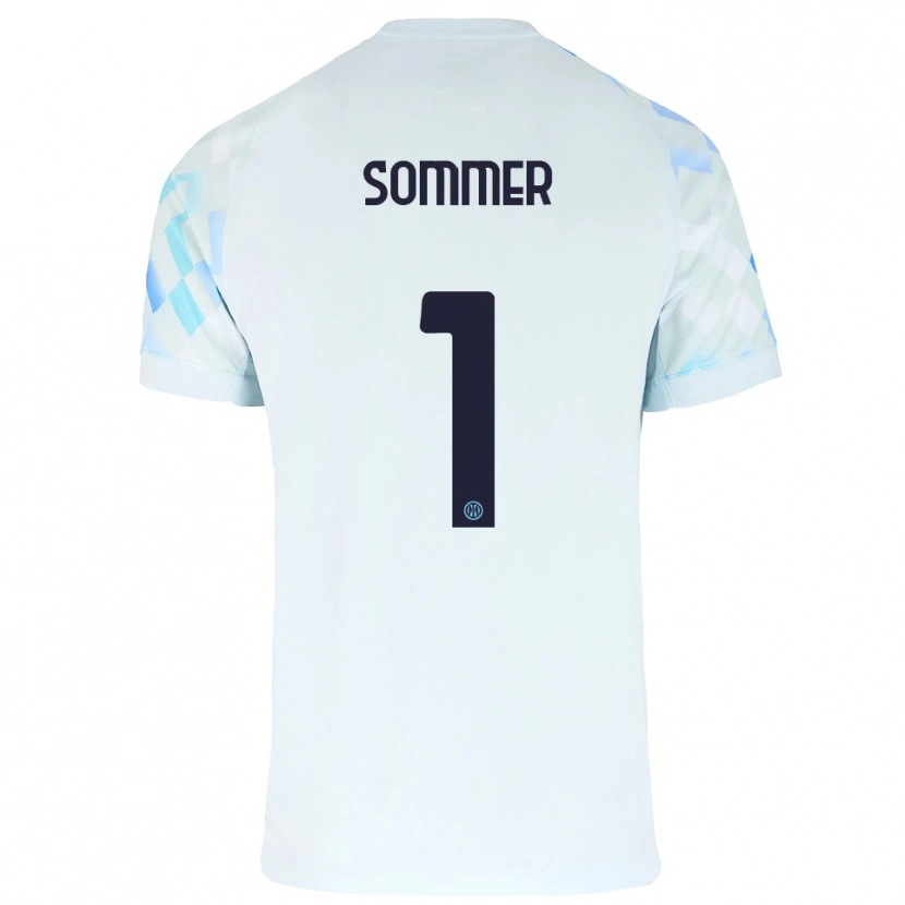 Danxen Kinderen Yann Sommer #1 Wit Blauw Uitshirt Uittenue 2025/26 T-Shirt