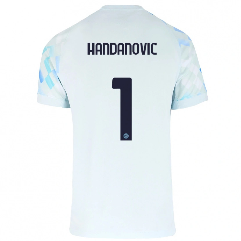 Danxen Kinderen Samir Handanovic #1 Wit Blauw Uitshirt Uittenue 2025/26 T-Shirt