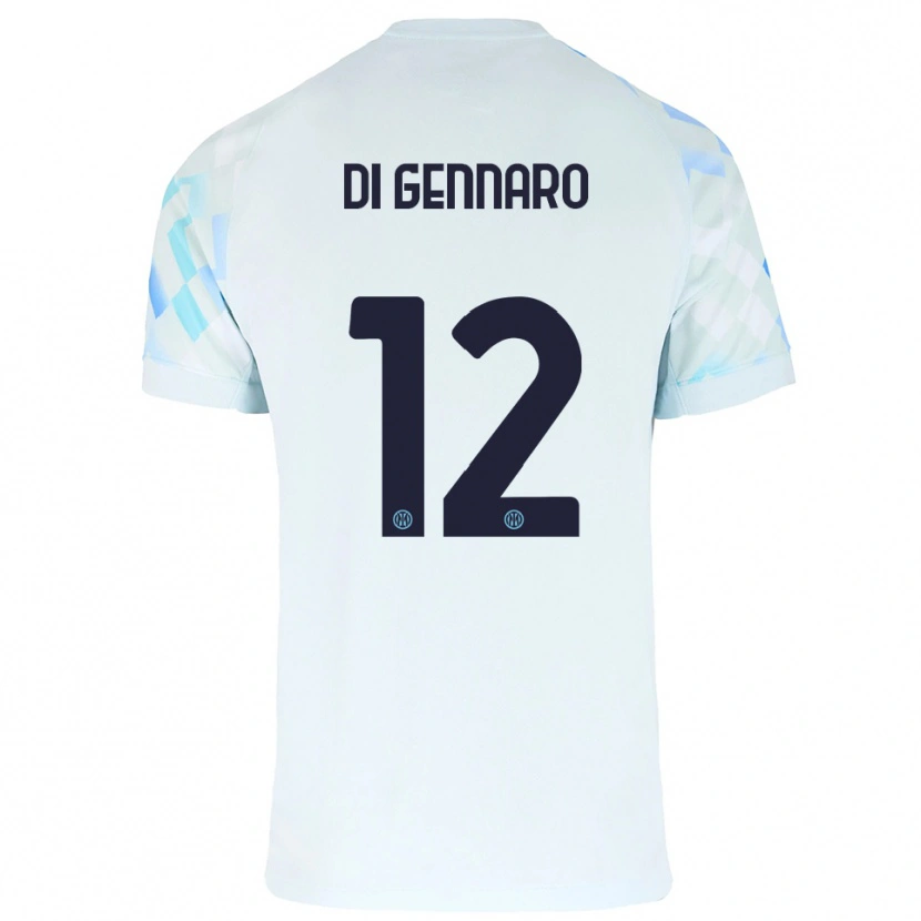 Danxen Kinderen Raffaele Di Gennaro #12 Wit Blauw Uitshirt Uittenue 2025/26 T-Shirt