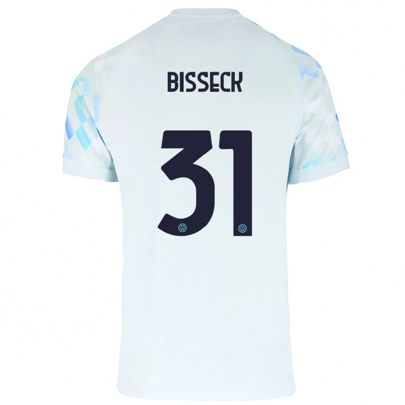 Danxen Kinderen Yann Bisseck #31 Wit Blauw Uitshirt Uittenue 2025/26 T-Shirt