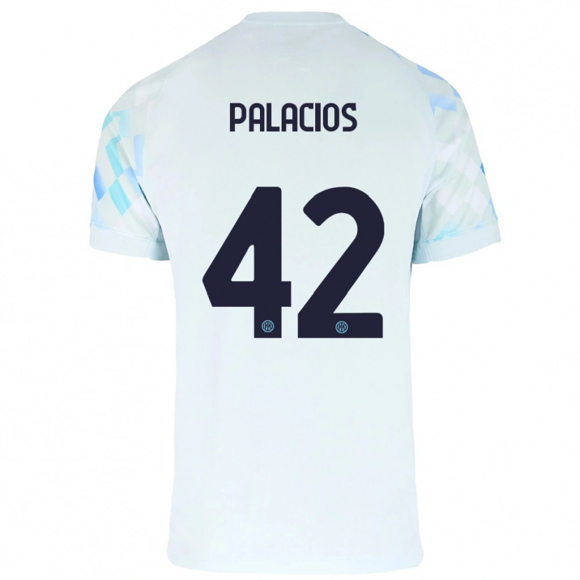 Danxen Kinderen Tomás Palacios #42 Wit Blauw Uitshirt Uittenue 2025/26 T-Shirt
