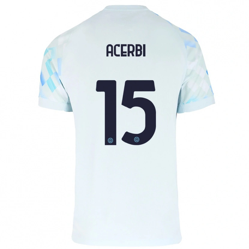 Danxen Kinderen Francesco Acerbi #15 Wit Blauw Uitshirt Uittenue 2025/26 T-Shirt