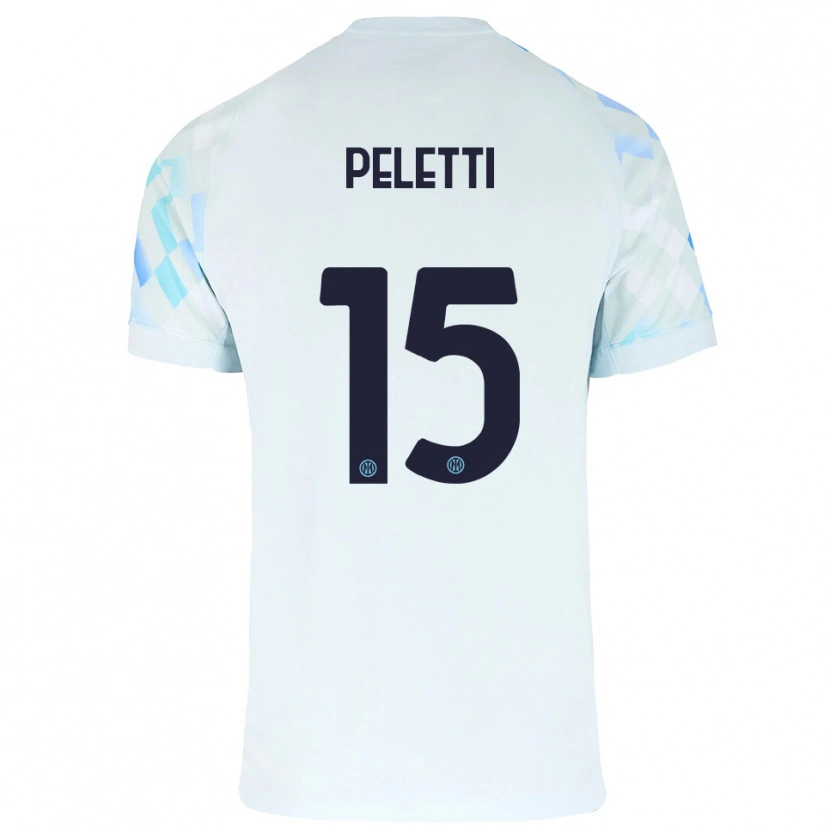 Danxen Kinderen Lamberto Peletti #15 Wit Blauw Uitshirt Uittenue 2025/26 T-Shirt