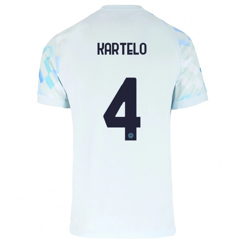 Danxen Kinderen Dominik Kartelo #4 Wit Blauw Uitshirt Uittenue 2025/26 T-Shirt