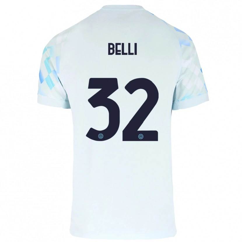 Danxen Kinderen Elena Belli #32 Wit Blauw Uitshirt Uittenue 2025/26 T-Shirt
