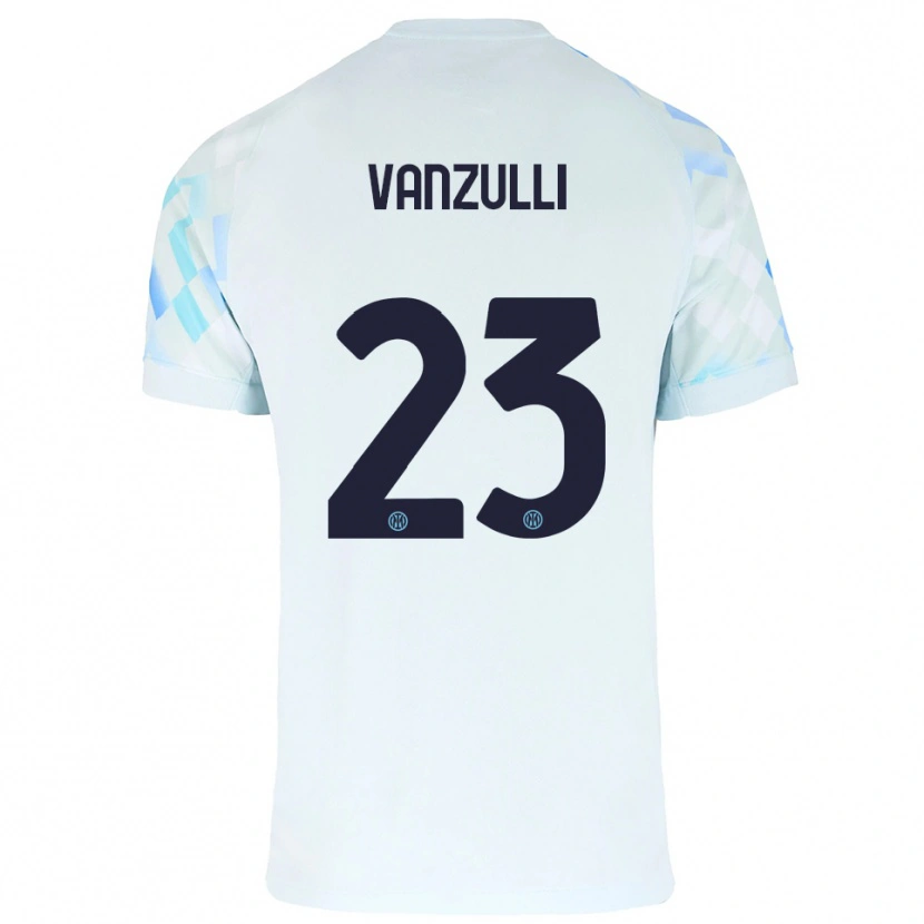Danxen Kinderen Marco Vanzulli #23 Wit Blauw Uitshirt Uittenue 2025/26 T-Shirt