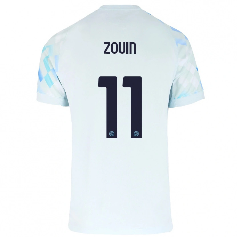 Danxen Kinderen Aymen Zouin #11 Wit Blauw Uitshirt Uittenue 2025/26 T-Shirt