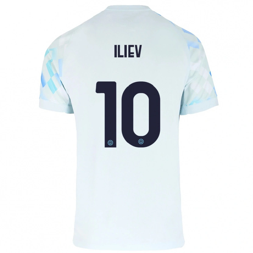Danxen Kinderen Nikola Iliev #10 Wit Blauw Uitshirt Uittenue 2025/26 T-Shirt