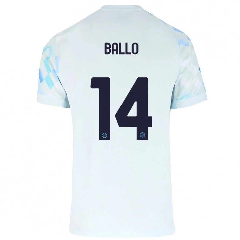 Danxen Kinderen Lamine Ballo #14 Wit Blauw Uitshirt Uittenue 2025/26 T-Shirt