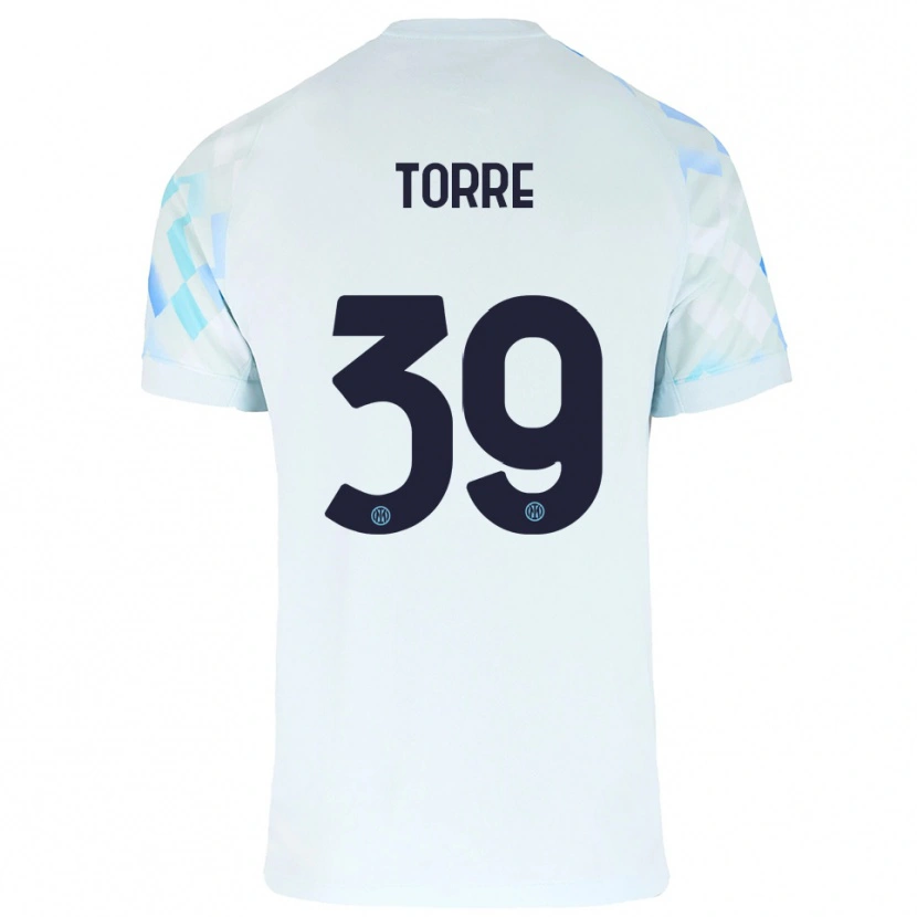 Danxen Kinderen Pietro La Torre #39 Wit Blauw Uitshirt Uittenue 2025/26 T-Shirt