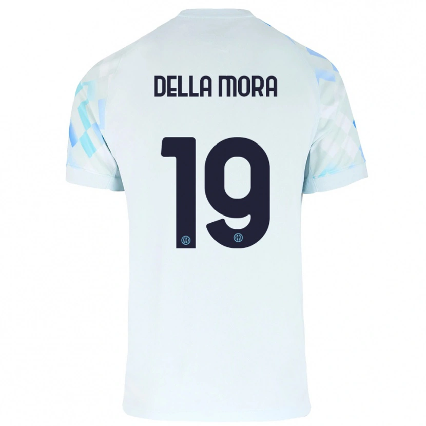 Danxen Kinderen Tommaso Della Mora #19 Wit Blauw Uitshirt Uittenue 2025/26 T-Shirt