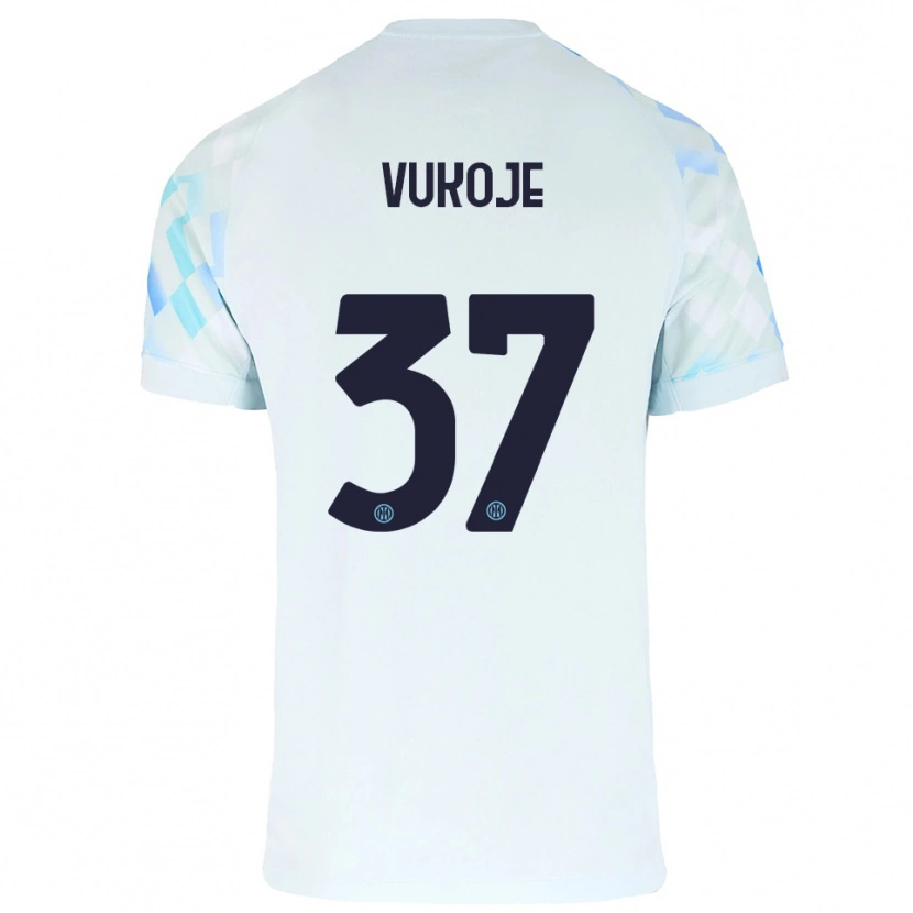 Danxen Kinderen Andrija Vukoje #37 Wit Blauw Uitshirt Uittenue 2025/26 T-Shirt