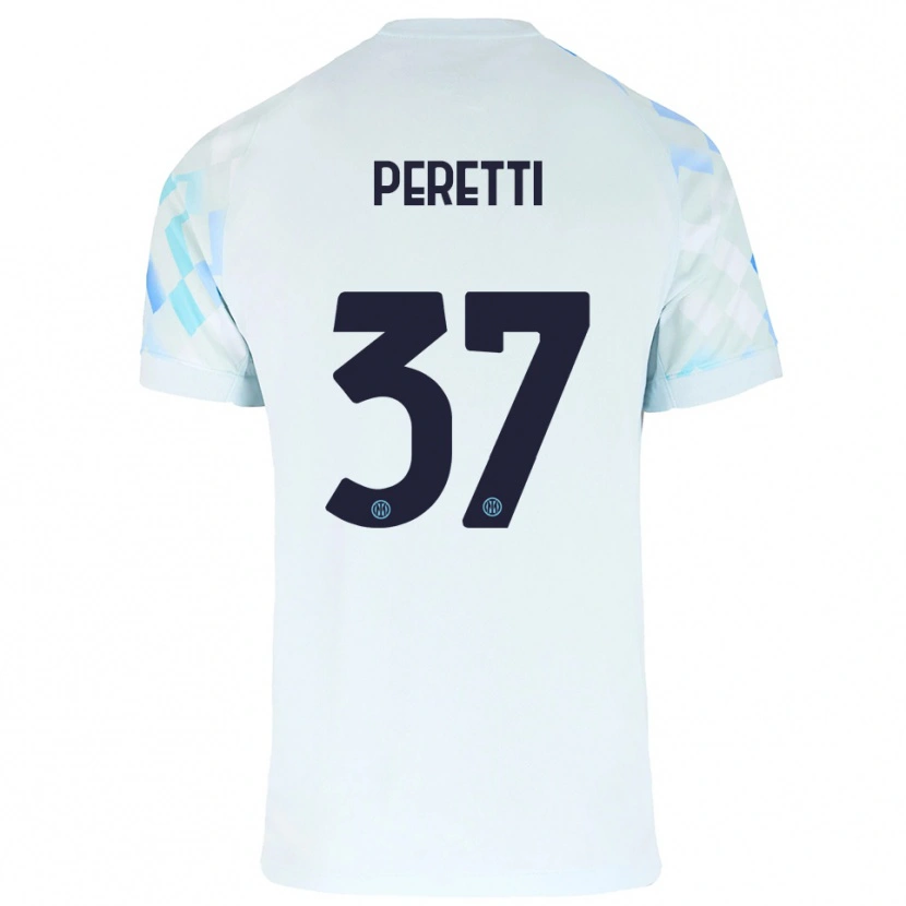 Danxen Kinderen Lorenzo Peretti #37 Wit Blauw Uitshirt Uittenue 2025/26 T-Shirt