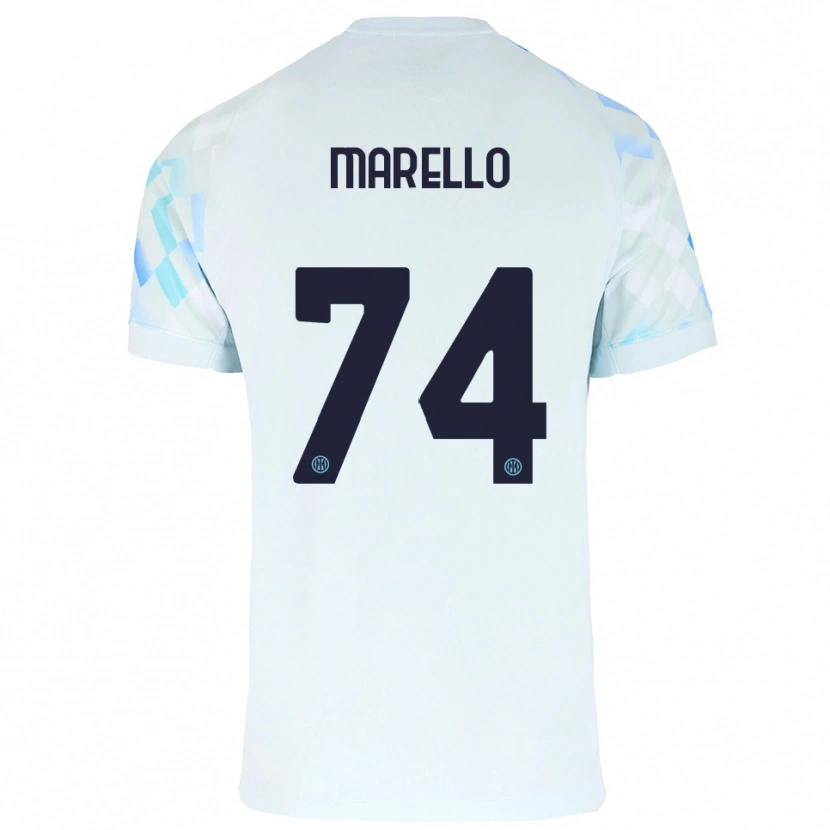 Danxen Kinderen Mattia Marello #74 Wit Blauw Uitshirt Uittenue 2025/26 T-Shirt