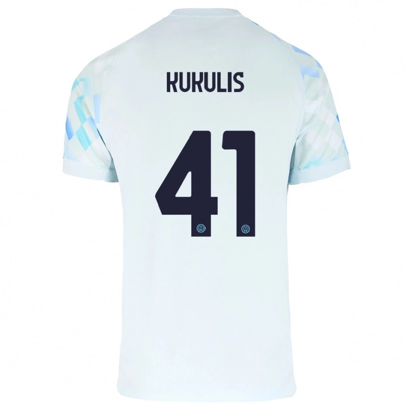 Danxen Kinderen Roberts Kukulis #41 Wit Blauw Uitshirt Uittenue 2025/26 T-Shirt