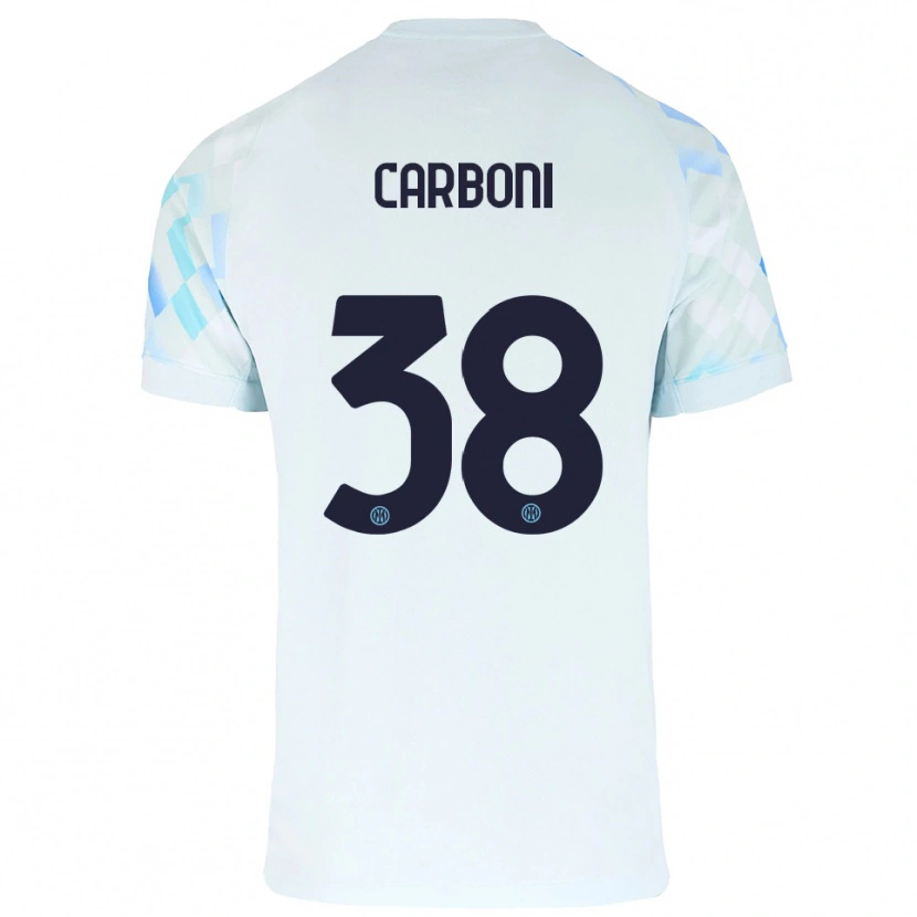 Danxen Kinderen Valentin Carboni #38 Wit Blauw Uitshirt Uittenue 2025/26 T-Shirt