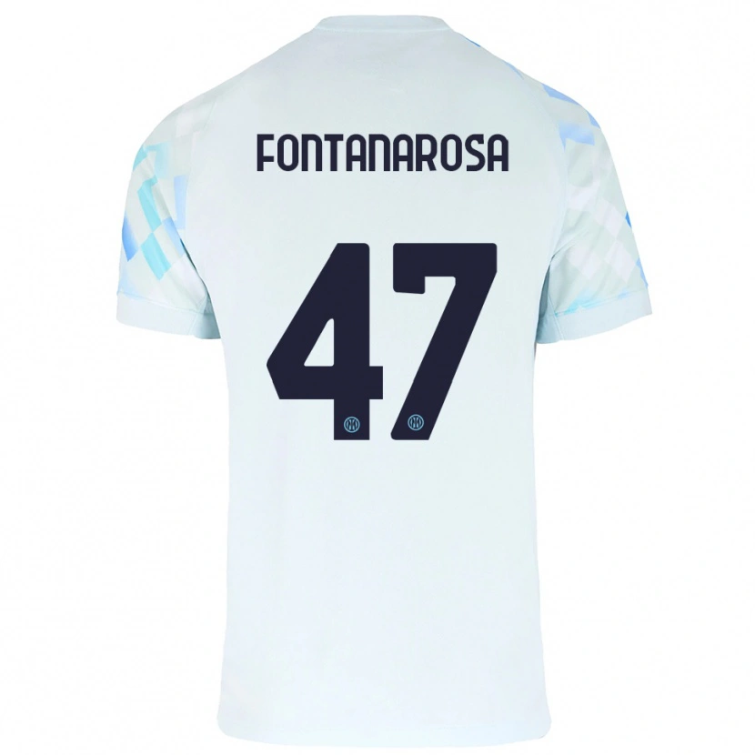 Danxen Kinderen Alessandro Fontanarosa #47 Wit Blauw Uitshirt Uittenue 2025/26 T-Shirt