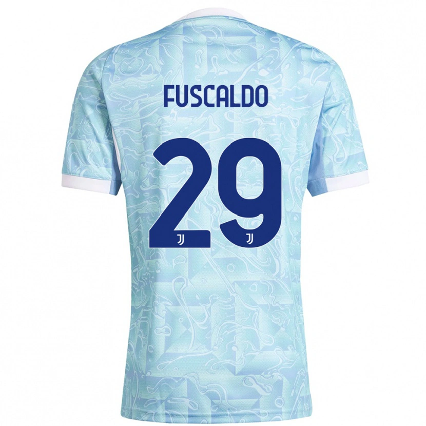 Danxen Kinderen Matteo Fuscaldo #29 Hemelblauw Geel Uitshirt Uittenue 2025/26 T-Shirt