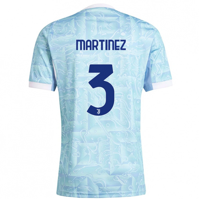 Danxen Kinderen Bruno Martinez #3 Hemelblauw Geel Uitshirt Uittenue 2025/26 T-Shirt