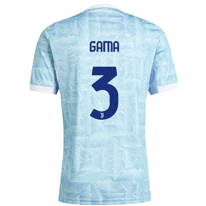 Danxen Kinderen Sara Gama #3 Hemelblauw Geel Uitshirt Uittenue 2025/26 T-Shirt
