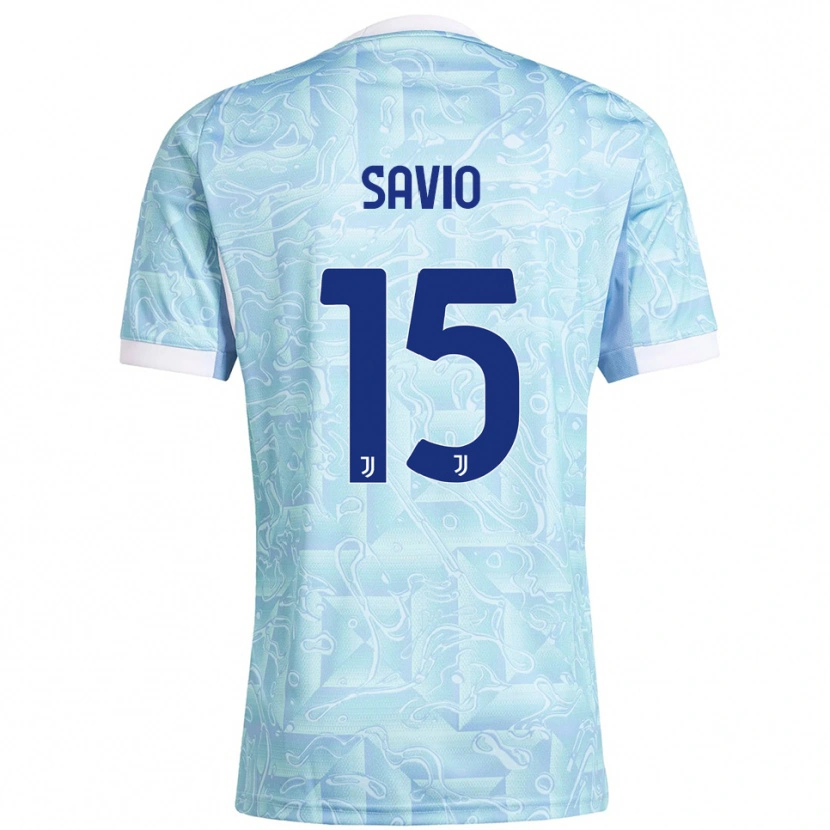 Danxen Kinderen Federico Savio #15 Hemelblauw Geel Uitshirt Uittenue 2025/26 T-Shirt