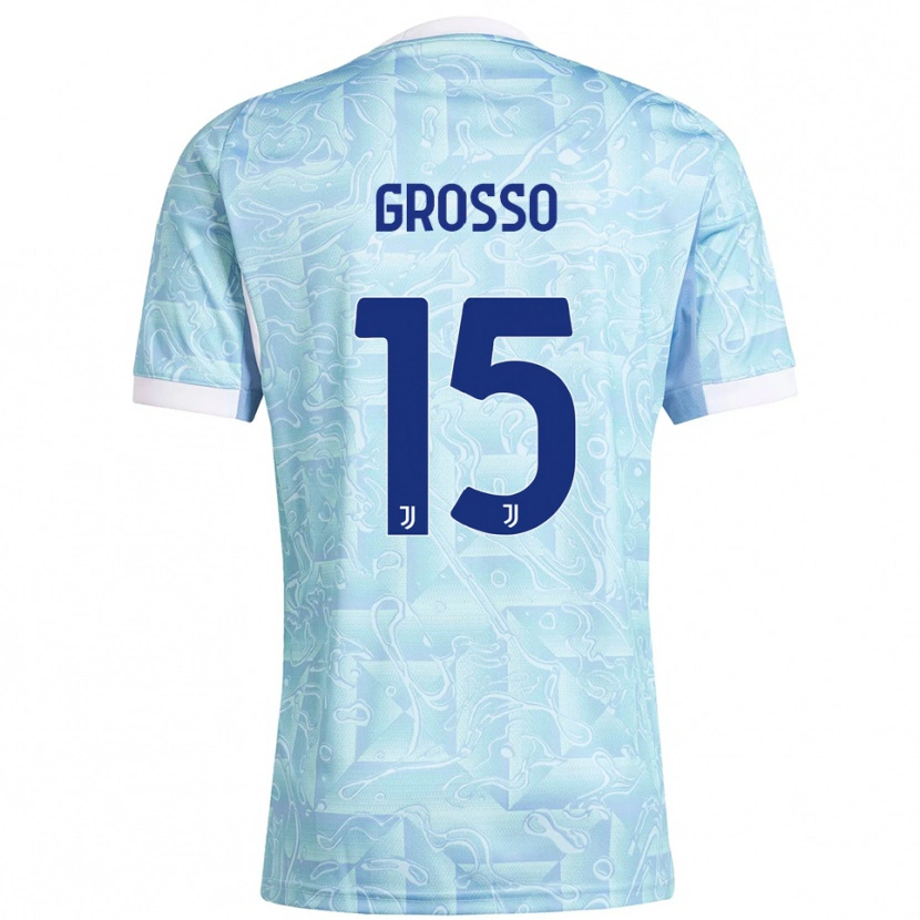 Danxen Kinderen Julia Grosso #15 Hemelblauw Geel Uitshirt Uittenue 2025/26 T-Shirt
